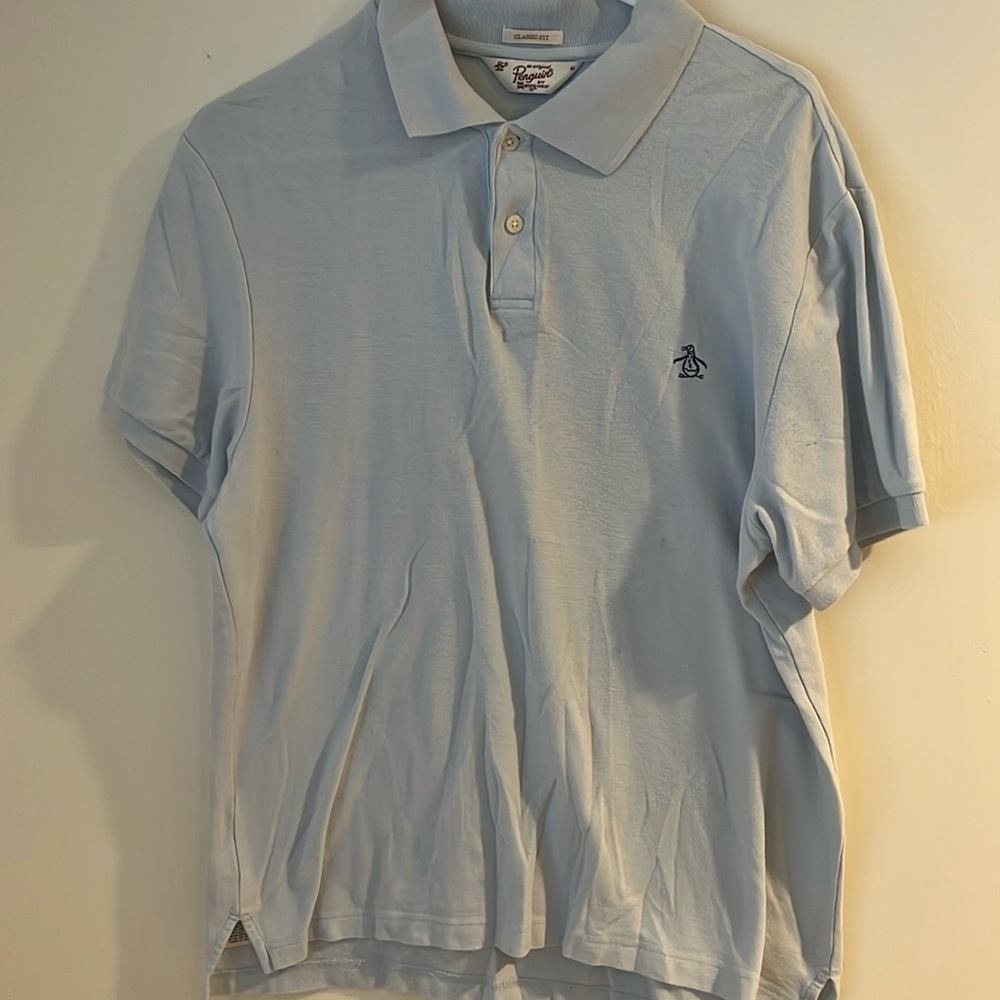 Original Penguin short sleeve polo shirt, light blue, size M